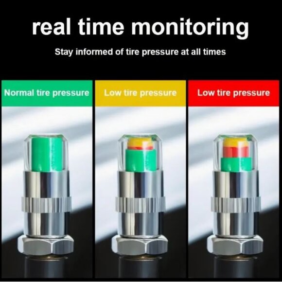 4-Pack Universal Tire Pressure Monitoring Valve Caps With Visual Indicators - Picture 5 of 9